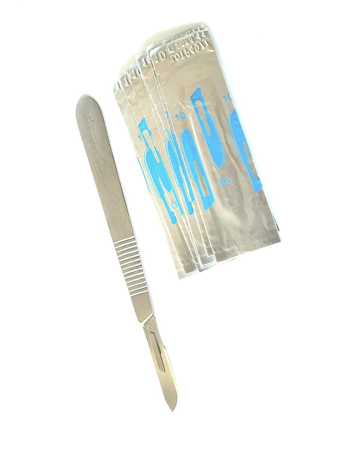 10 Scalpel Blades #10 Includes #3 Metal Handle Suitable for Dermaplaning, Crafts