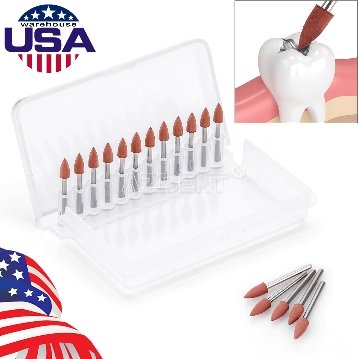 12pcs/kits Dental 0413 Brownie Polishers Friction Grip FG Mini Points 1.6mm