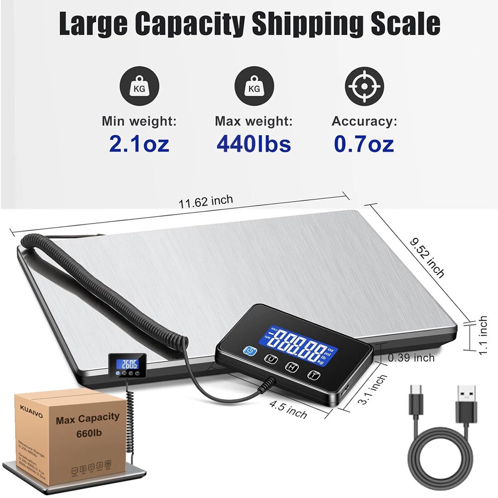 440LB Heavy Duty Digital Postal Parcel Scales Platform Postage Shipping Weighing