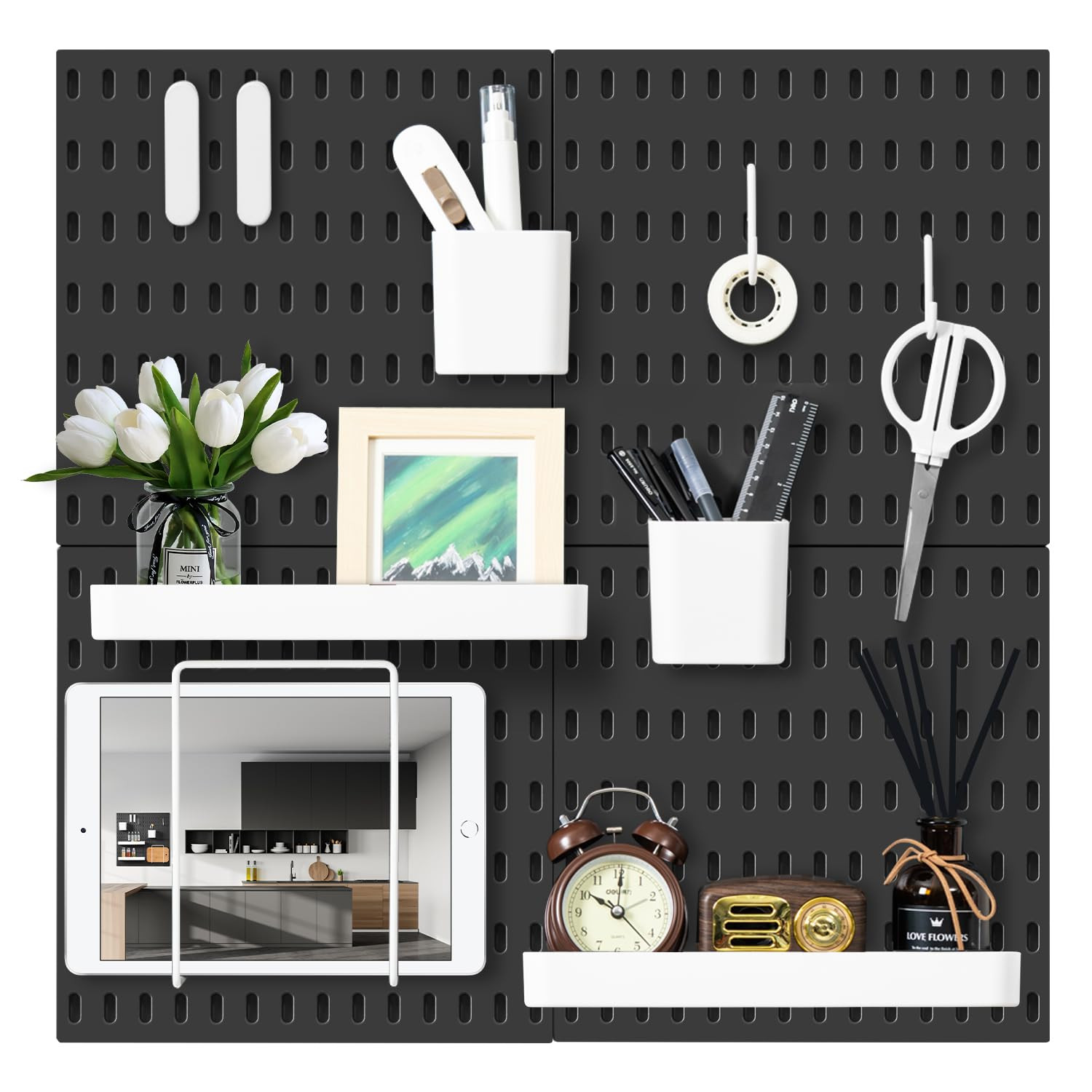 Pegboard Combination Wall Organizer Kit, 4 Pieces Pegboards and 17 Accessorie…
