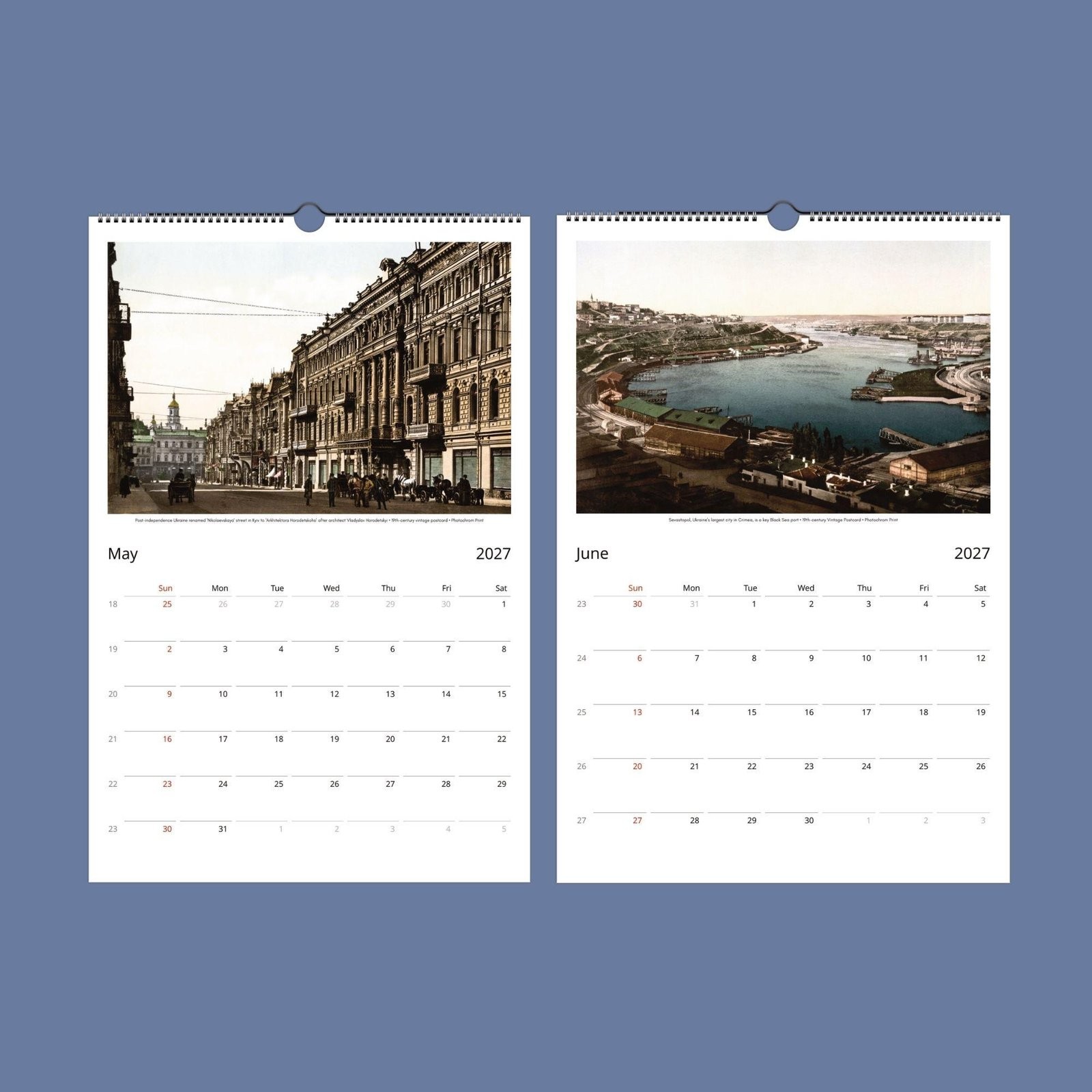2027 Ukraine Wall Calendar – Vintage Photochrom History Photography, 11×16.5″