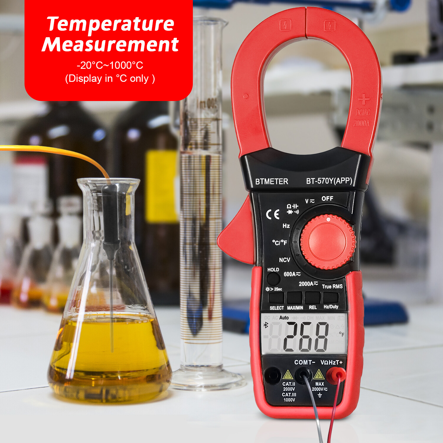 Smart Bluetooth Clamp Meter 570Y-APP w/ Mobile App, True RMS 6000 Counts, NCV US