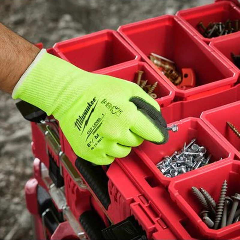 New Milwaukee Work Glove High Visibility Cut Level 1 Polyurethane Dipped 12 Pair
