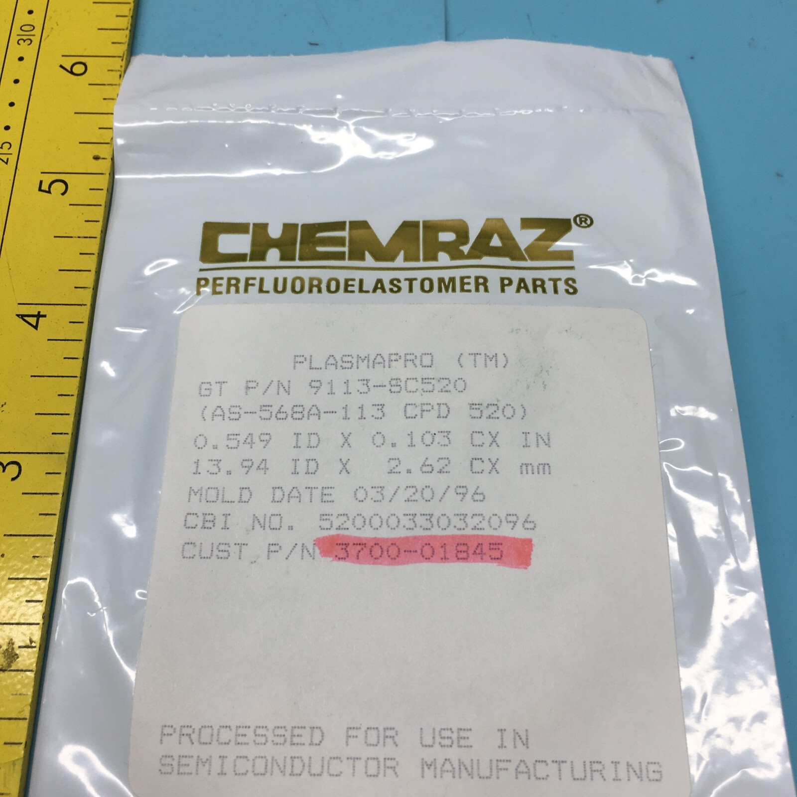 CHEMRAZ 9113-SC520 O-RING AS-568A-113 CPD 520, 2-113, 3700-01845, 158418