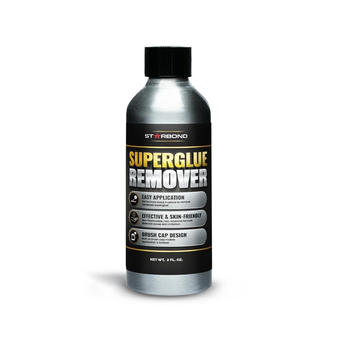 Starbond Super Glue Remover, Dissolves Adhesive & CA Glue, Brush Cap Applicator