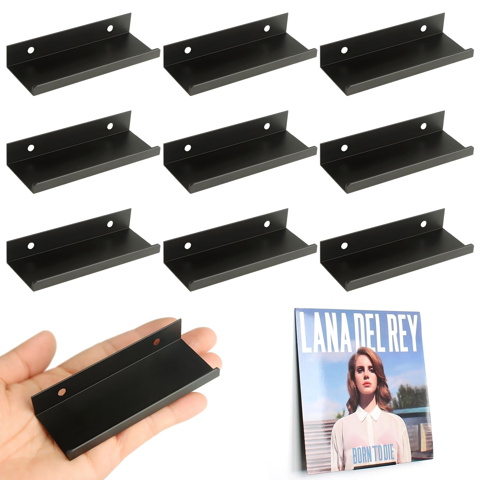 Vinyl Wall Mount 9 Pack, Metal Vinyl Shelf Minimalist Record Display Your Fav…