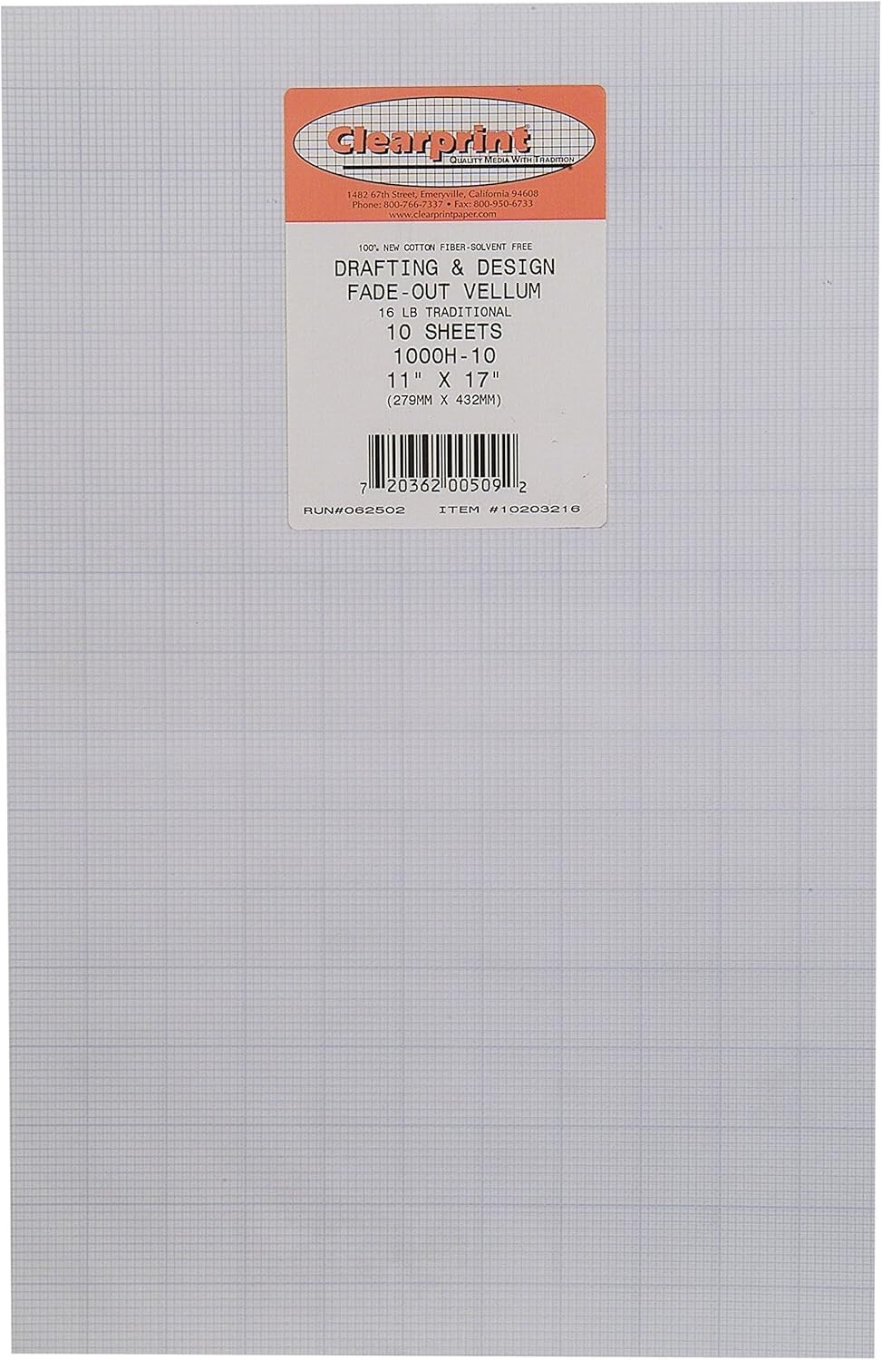 10 Sheets 11×17 Inch 1000H Design Vellum Printed FadeOut 10×10 Grid 16 lb