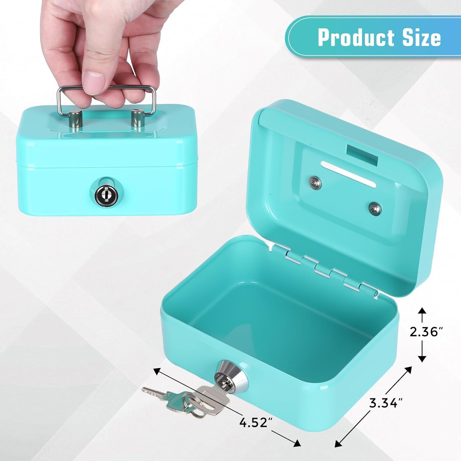 Cash Box with Lock Small Lock Box with Money Slot Mini Portable Safe Coin Box 4.