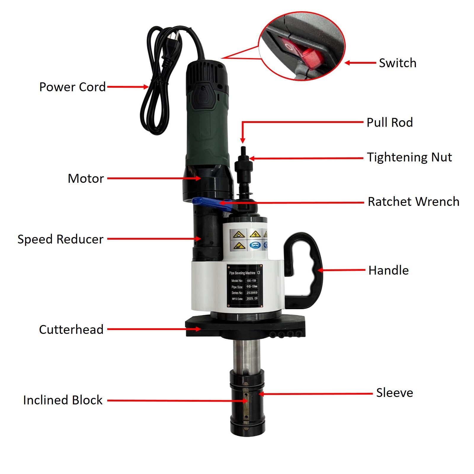 220V Electric Portable Handheld Internal Expanding Type Beveller ISE-159 1PH