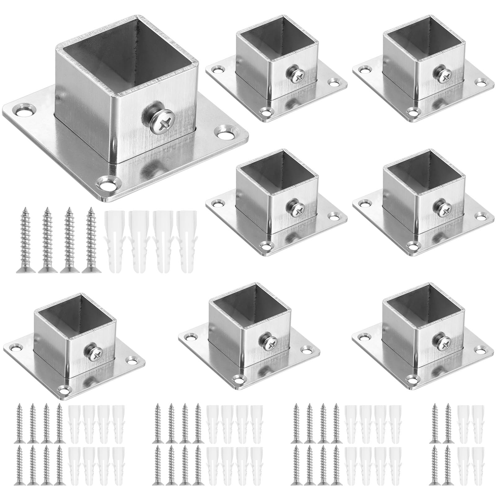 MorningRo 8 Pcs Square Post Bases 1″ x 1″ Stainless Steel Flange Anchor Bases…