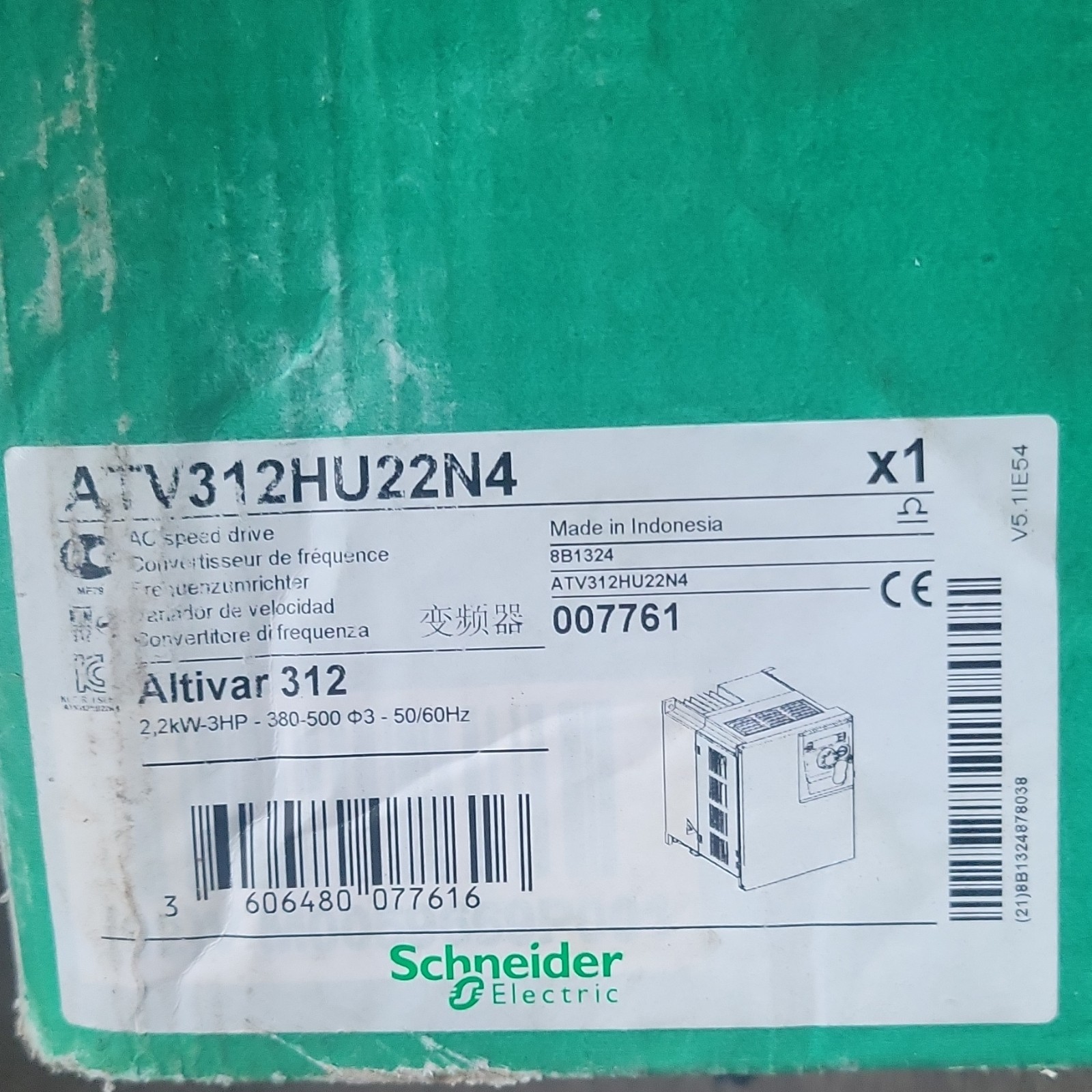 Schneider Electric Altivar 312 ATV312HU22N4 2.2KW 3HP 380-500V 3-Phase Drive