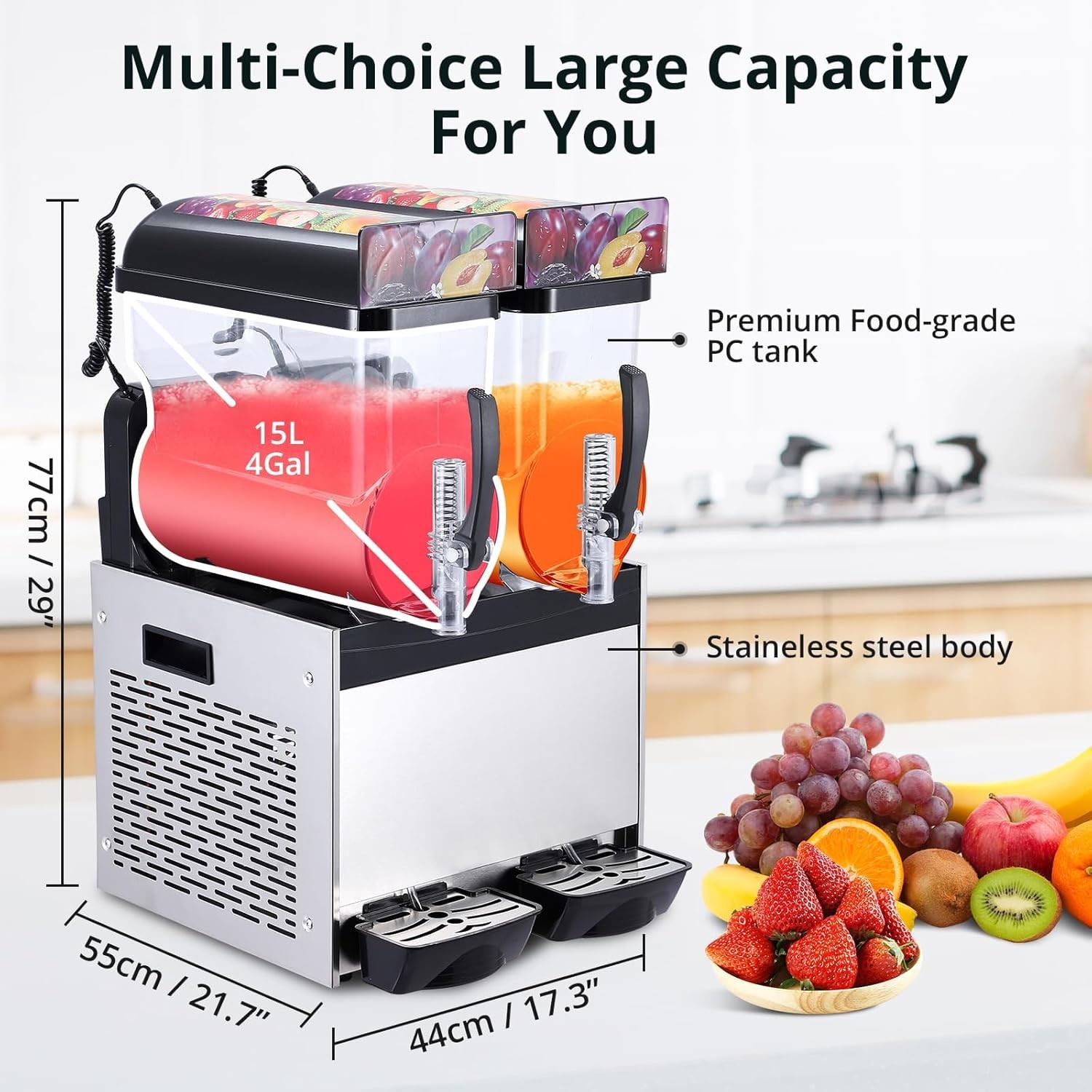 15L x 2 Tank Commercial Slushy Machine Margarita Smoothie Frozen Drink Maker