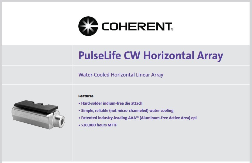 Coherent Pulselife CW 120-150W array 3 bars 806nm YAG side pump