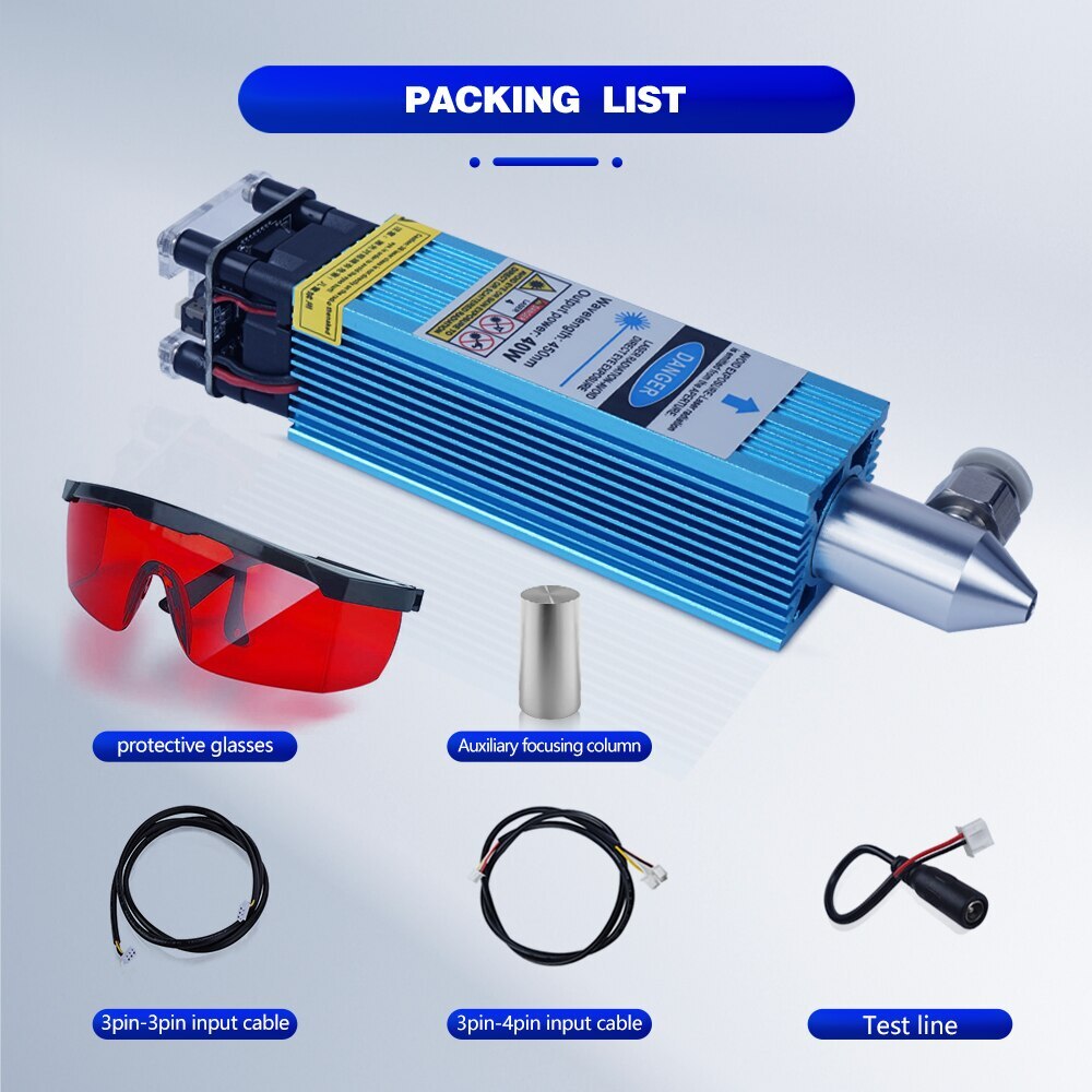 40W Fixed Focus Laser Module 450nm For CNC 3018pro Engraving Cutting Machine