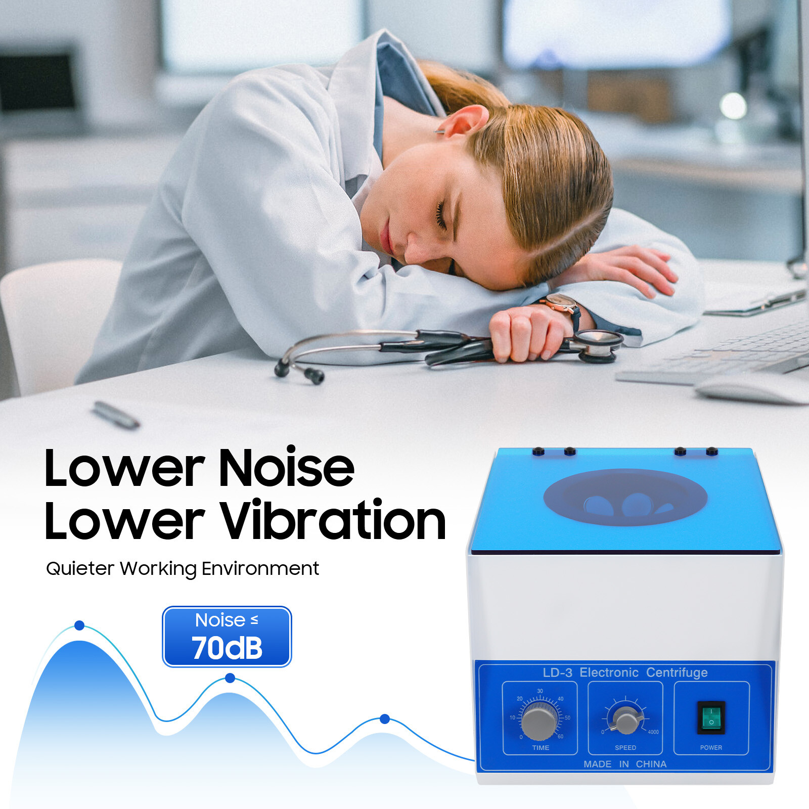 6*50ml LD-3 Electric Benchtop Centrifuge Lab Medical Practice Machine 4000rpm US