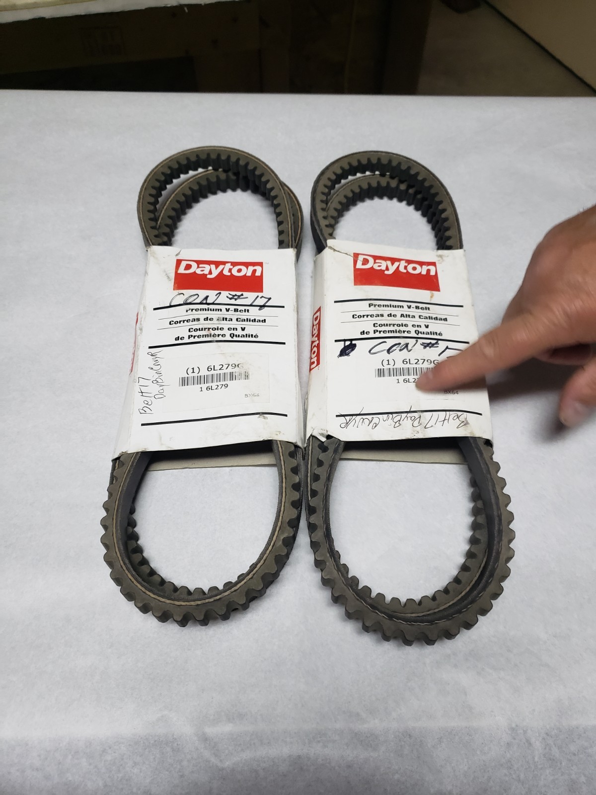 DAYTON 6L279G PREMIUM COGGED V-BELT, LOT OF 2, NNB