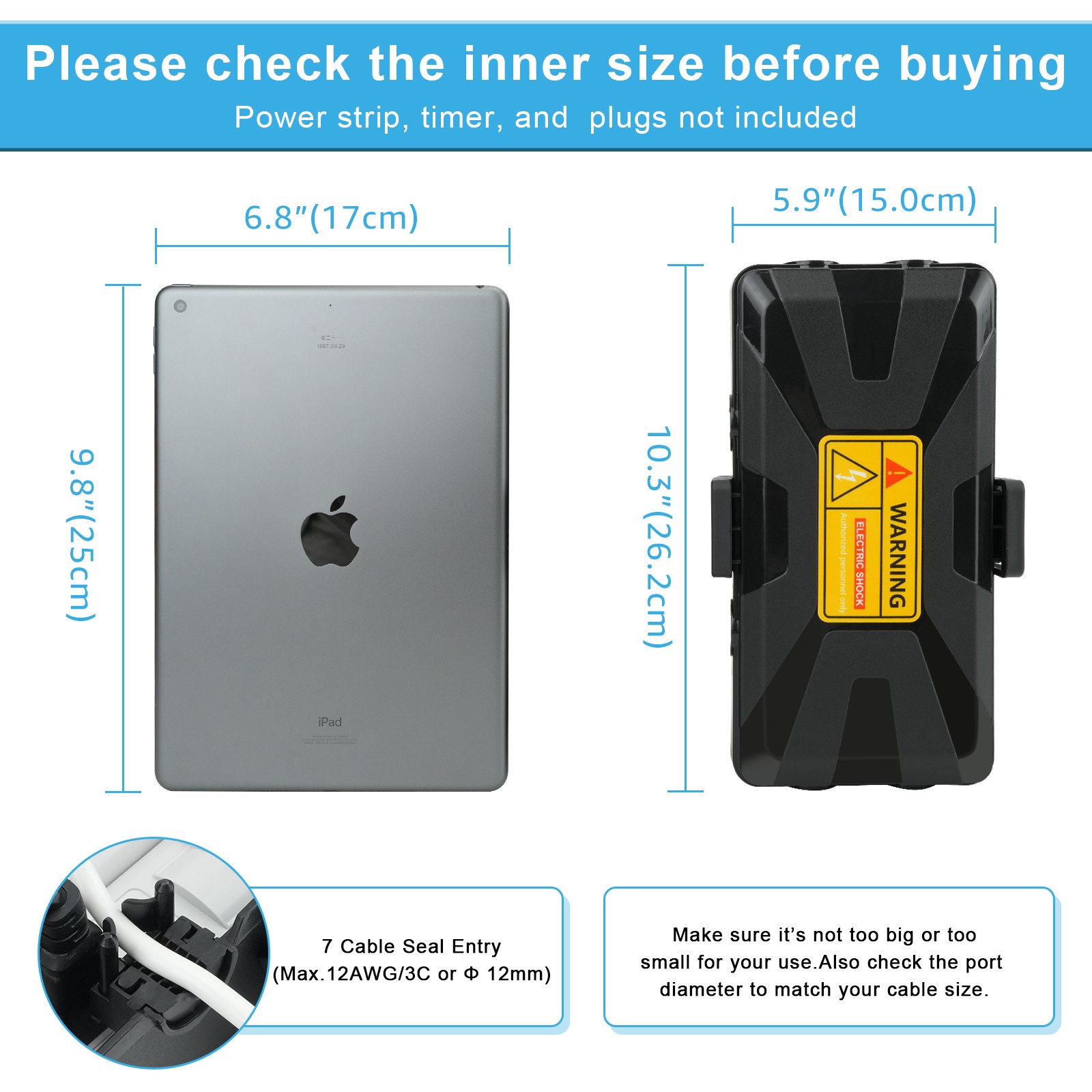 IP54 Waterproof Outdoor Socket Cover Box Heavy Duty PP Extension Cord Protector