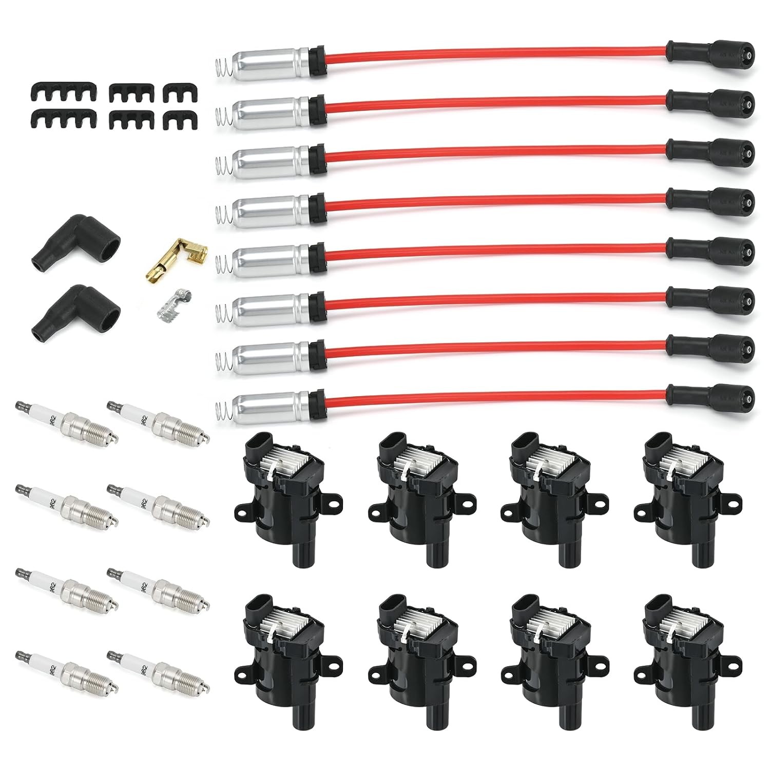 Round Ignition Coils D585 8 Piece Set Iridium Spark Plugs 41-962 748UU Auto