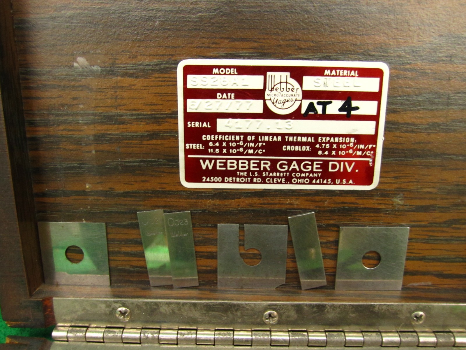 Vintage Starrett Webber Model RS28A1 Grade 2 Thin Gage Block Set 24 Pieces 618-5