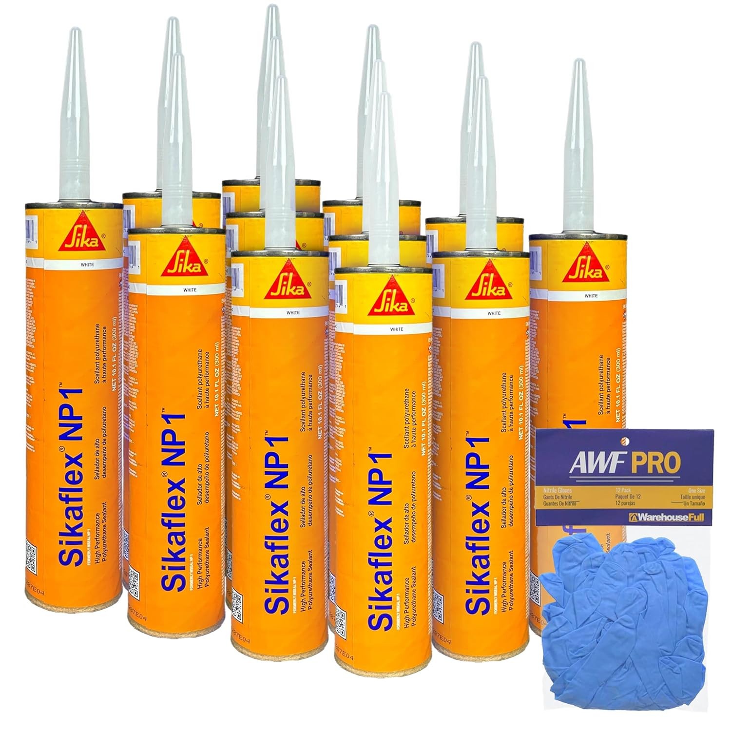 Polyurethane Sealant 10.1 oz, Stone, Pack of 12 | with AWF PRO Gloves, Flexible