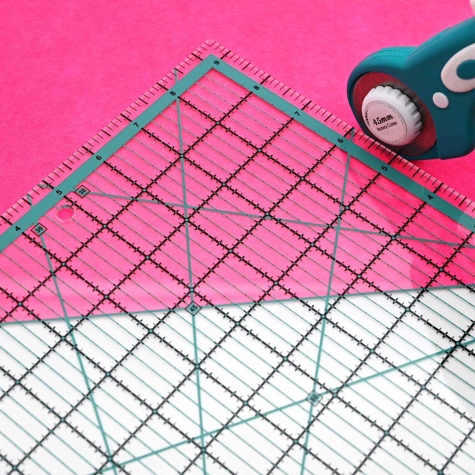 4pc Quilting Ruler Square Template 4.5×4.5 6×6 9.5×9.5 12.5×12.5in Non-Slip Blue