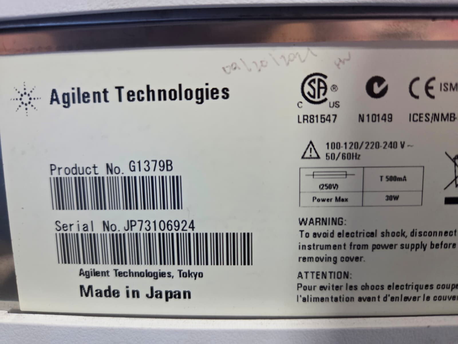Agilent G1379B 4-Channel Micro Vacuum Degasser . CT.3 .PARTS