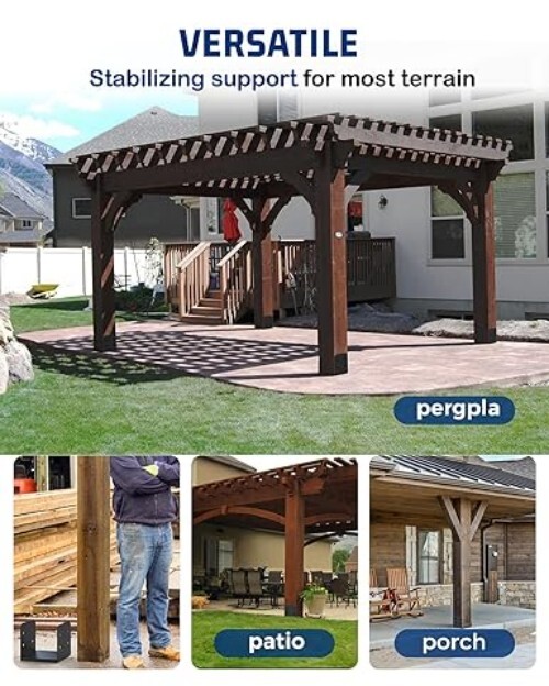 Nominal 10×10 Post Base for Concrete 2-Pack 1-Inch Standoff Pergola Brackets Kit