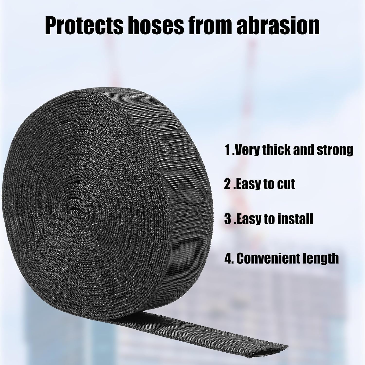 33ft Nylon Hydraulic Hose Protector Sleeve Black Protective Sheath Cable Wrap