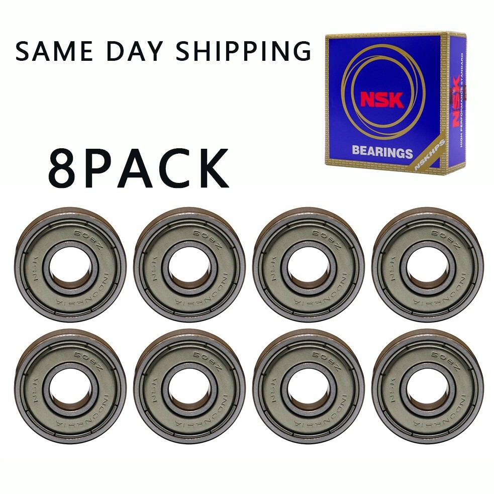 8PACK NSK 608ZZ Precision Bearings 8X22X7mm,Rotating Quiet High Speed Bearings