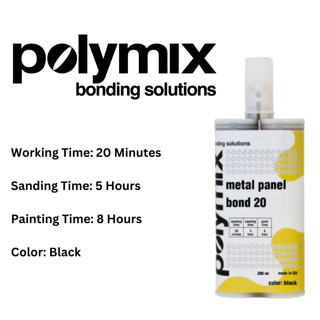 Polymix Black Metal Panel Bond 20 Minute Cartridge 50ml