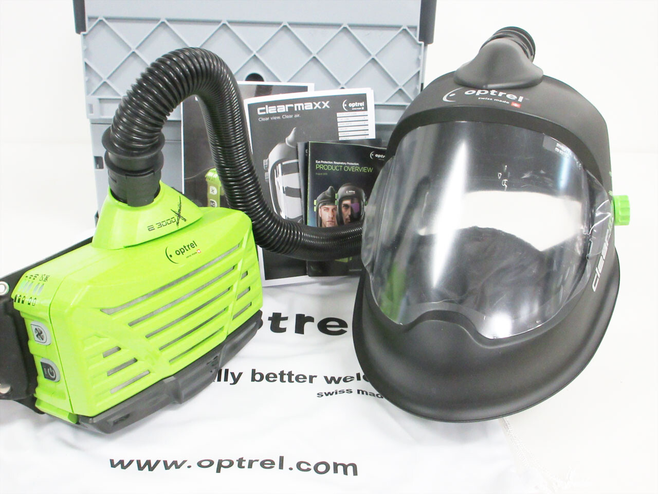OPTREL CLEARMAXX HELMET & PAPR E3000X SYSTEM UP TO 18 HOUR BATTERY 4900.251 CASE