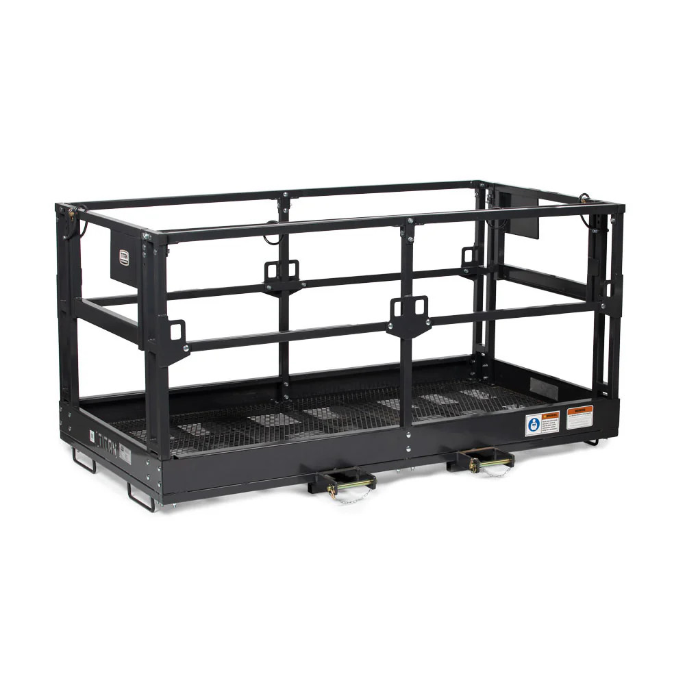 Titan Attachments 4′ x 7’8″ Mesh Telehandler Work Platform, Two Man Safety Baske