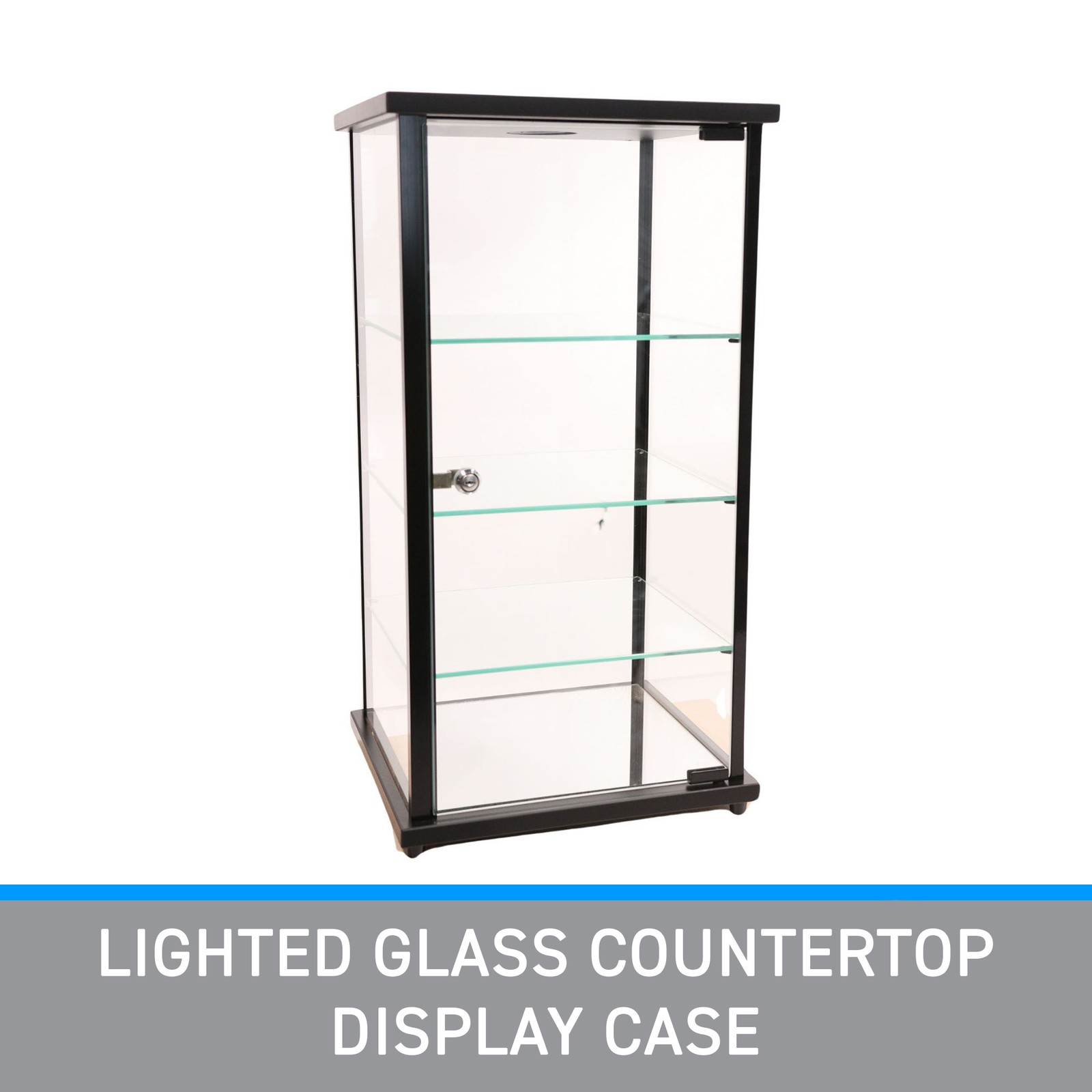 Lighted Glass Countertop Display Case – 27″H x 12″D x 14″L