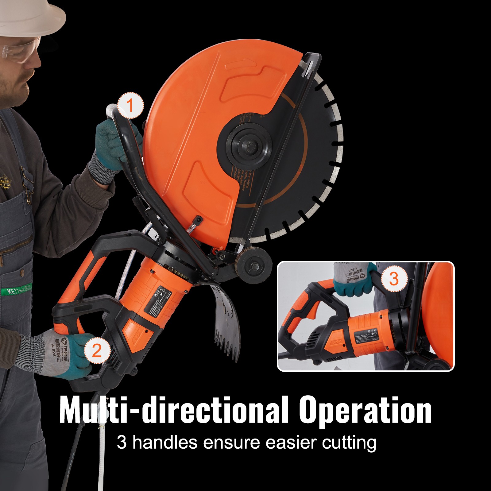 Uimoso 16” Electric Concrete Cutter with Water Pump and Blade for Wet/Dry Use