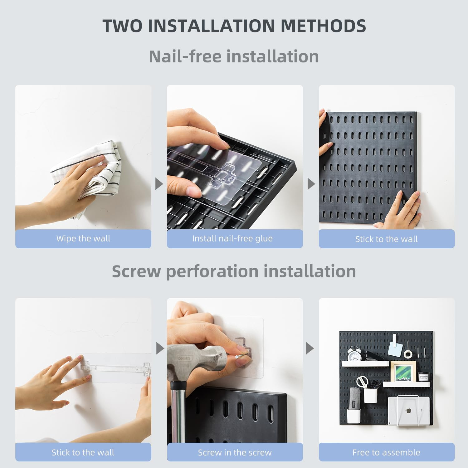 Pegboard Combination Wall Organizer Kit, 4 Pieces Pegboards and 17 Accessorie…