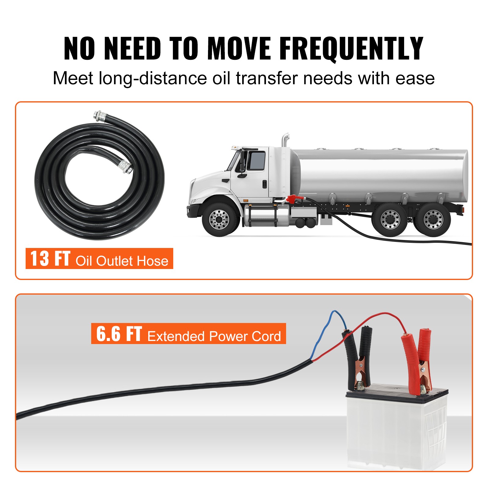 VEVOR Fuel Transfer Pump Electric Diesel Kerosene Pump 12V DC 10GPM Nozzle Hoses
