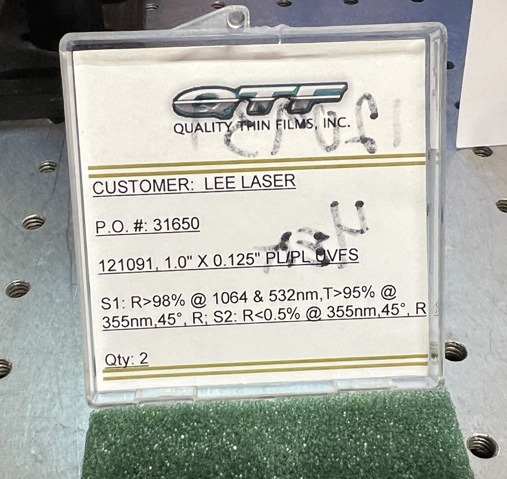 QTF Fused Silica Ø1″ HR 1064nm 532nm @ 45° mirror, HT 355nm