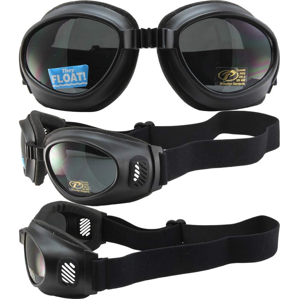 Pacific Coast Feather Tour Wide Coverage Black Motorcycle Goggles with Dark