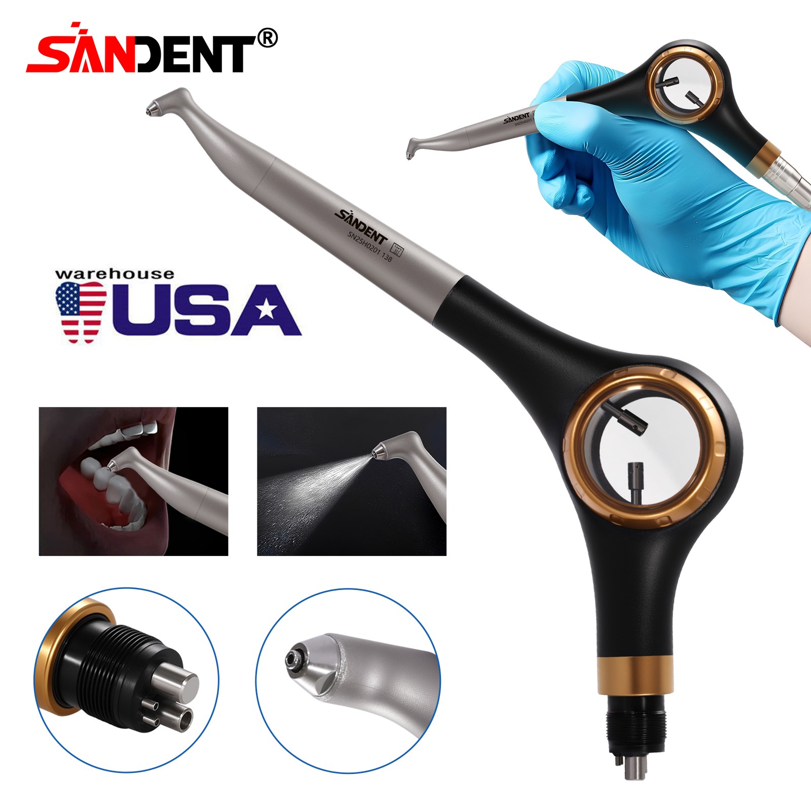 2/4 Holes Dental Prophy Air Flow Teeth Polishing Polisher Handpiece Hygiene Jet