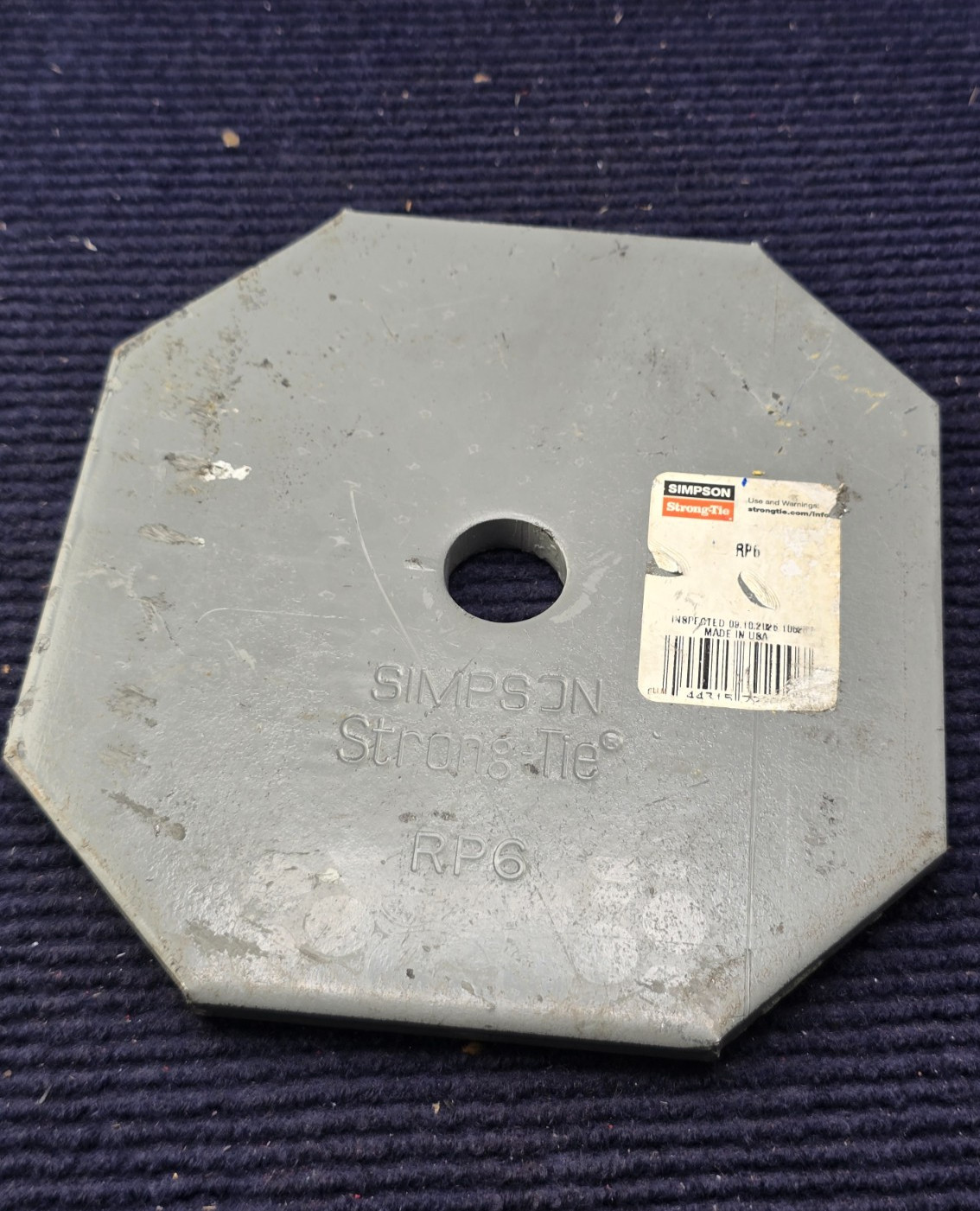 Simpson Strong-Tie RP6 3/8″ Thick Steel Retrofit Plate 5-3/4″ L x 6″ W x 3/4″ ID