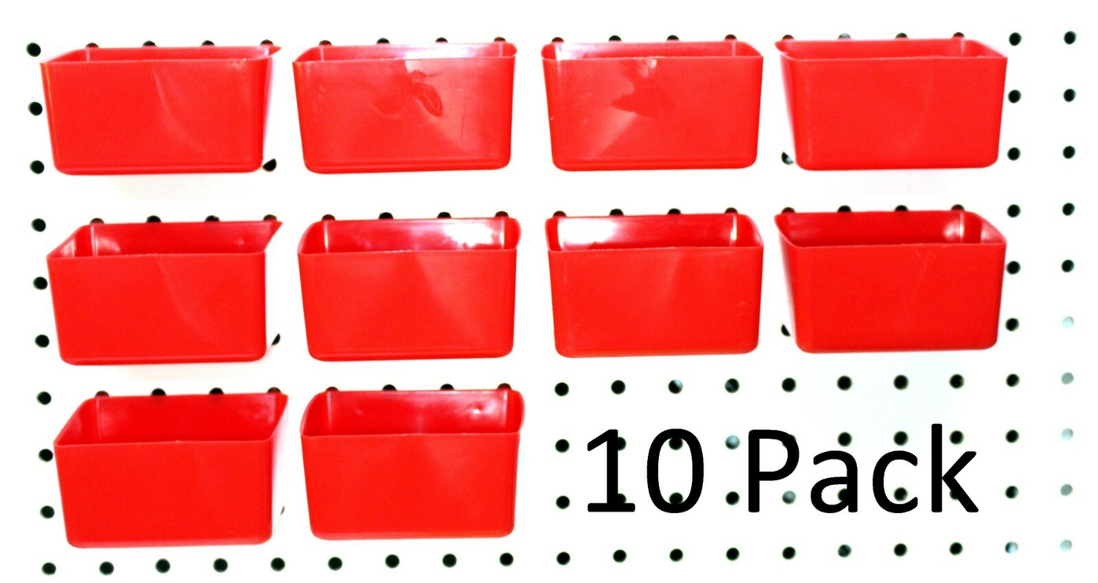 Small Plastic Red Pegboard Storage/Part Bins – 10 Pack, JSP Brand