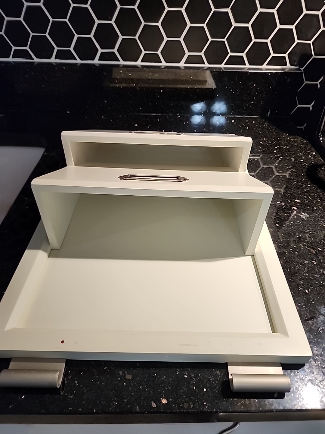 Potterbarn Outsider Bin Wall File Organizer White Wood 2 Pockers 17″×12″