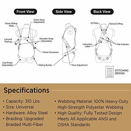 AFP Fall Protection Safety Harness with Dorsal D-Ring and Mating Buckle Legs New