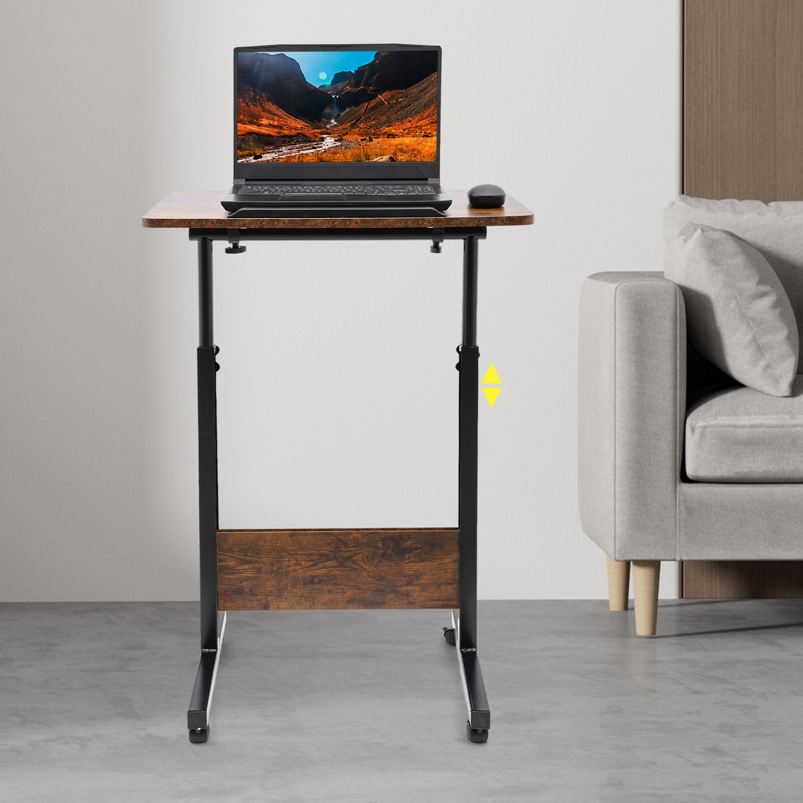 Adjustable Height Standing Desk Portable Rolling Computer Stand with 4 wheels