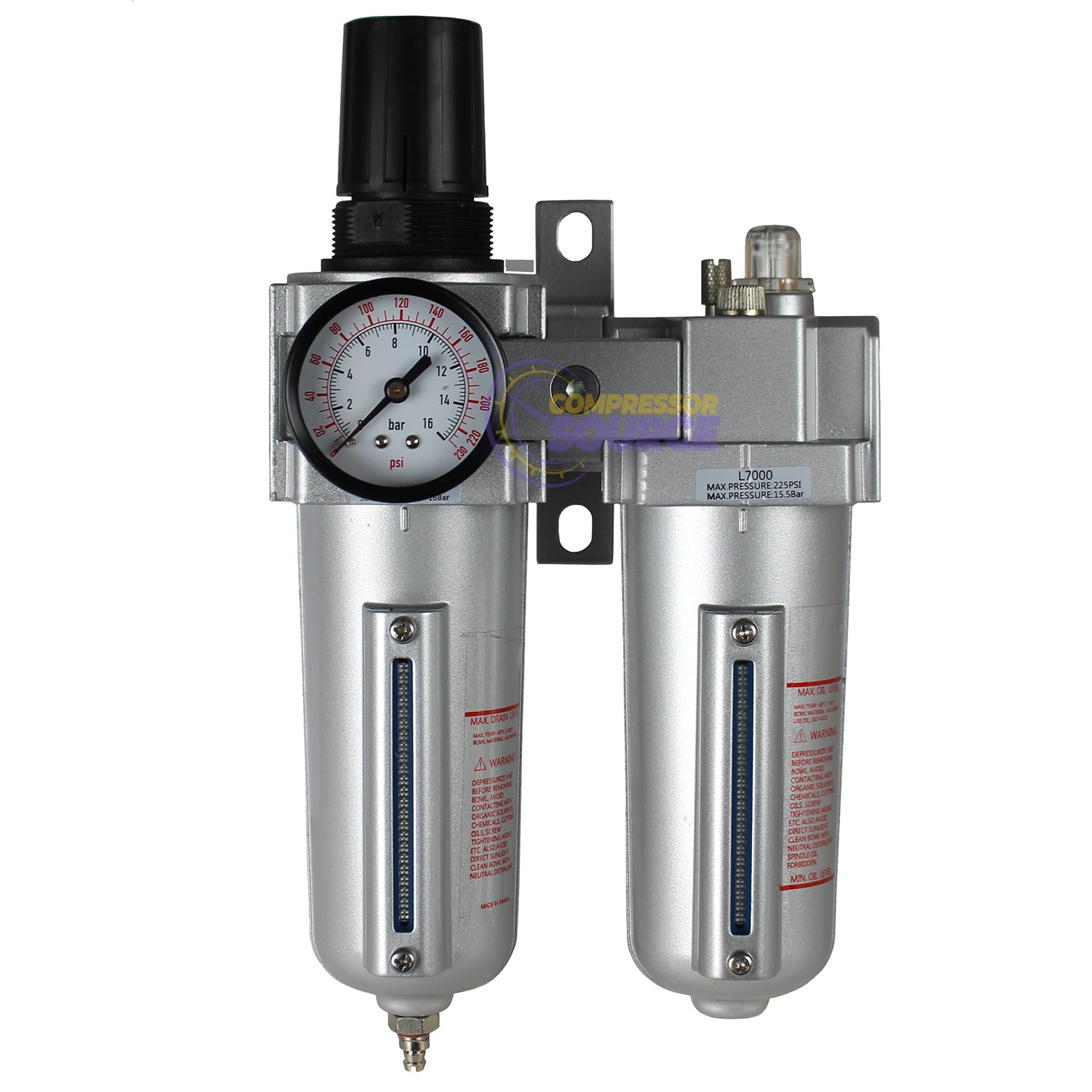 3/4″ Compressed Air Moisture Filter Regulator Oiler Separator Lubricator Combo