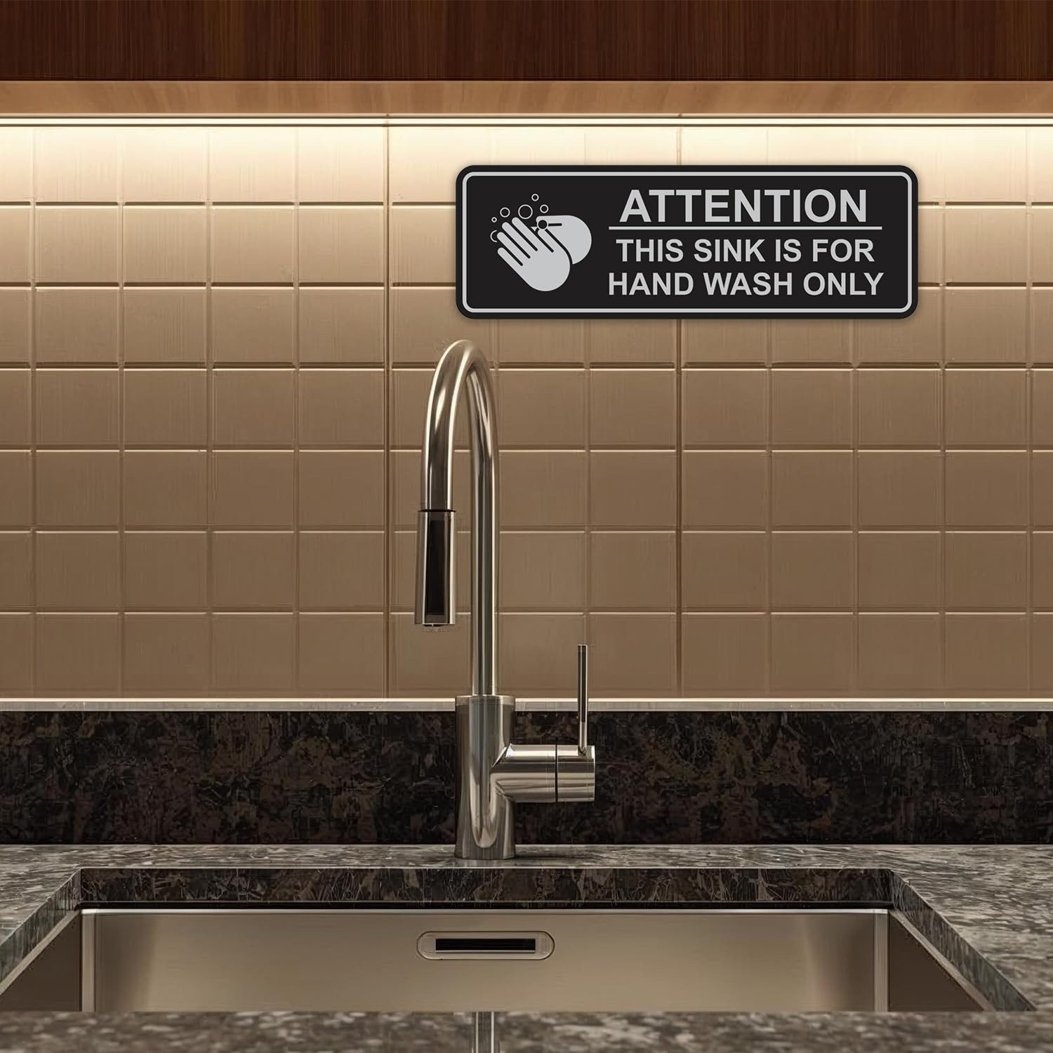 Hand Wash Only Sink Sign – Large 10 Pack, Durable Black Warning Labels