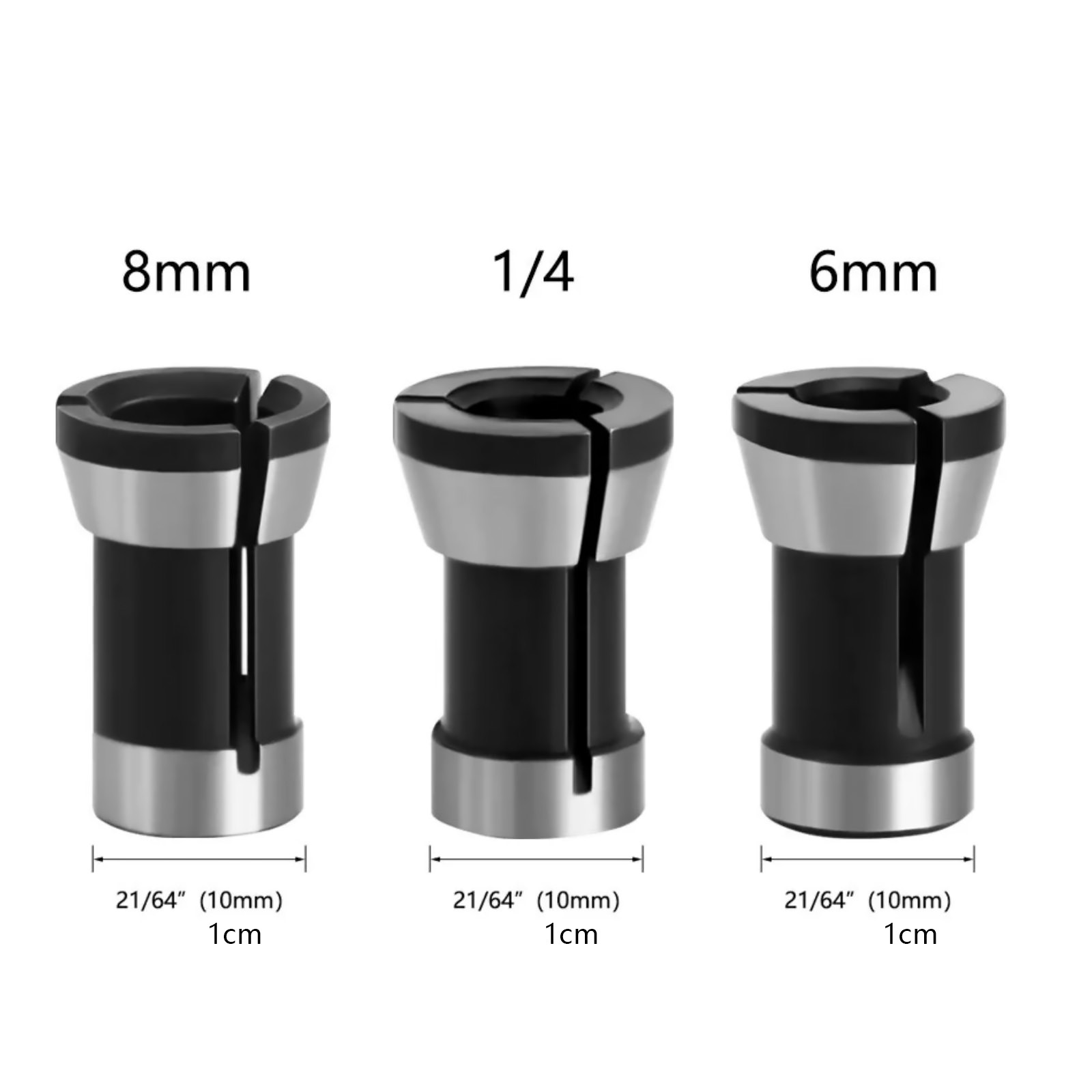 Premium Material 3pcs Router Bit Collet Chuck Clamping Adapter for CNC Engraving