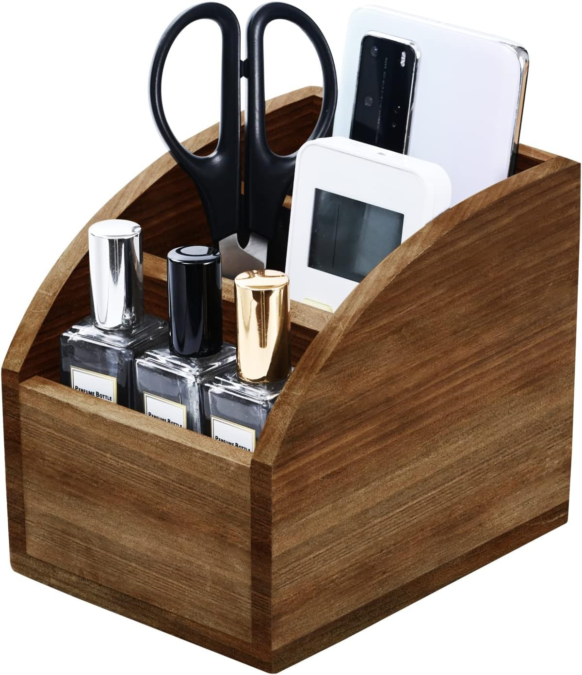 Rustic Vintage Wooden Desk Organizer Farmhouse Wood Remote Control Caddy, 3 S…
