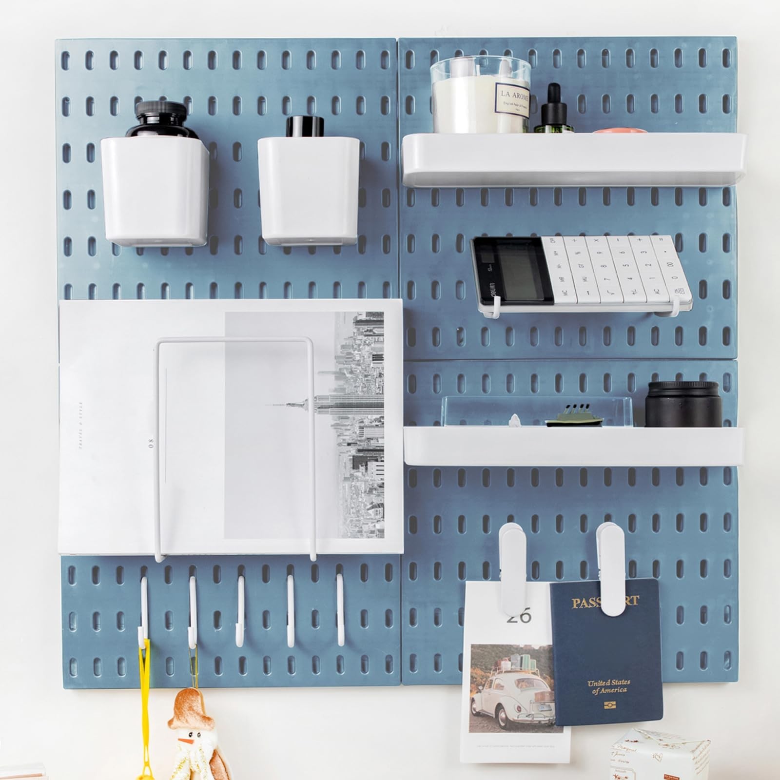 22″x22″ Pegboard Combination Kit Wall Organizer Kit – 4 Panels & 14 Hooks for…