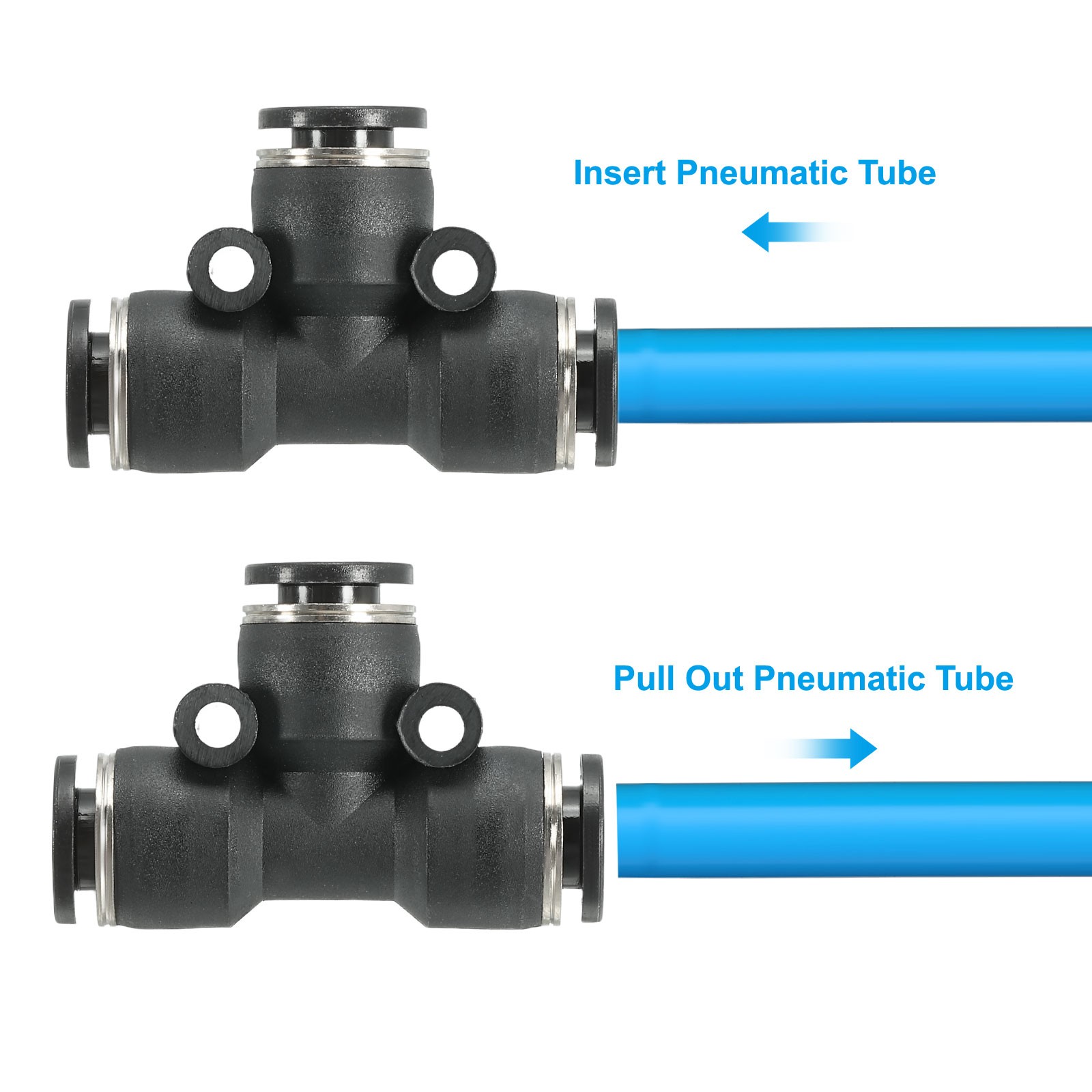 5Pcs 1/8″ OD Tee Plastic Push to Connect Fittings 3 Ways Tube Connect Fit